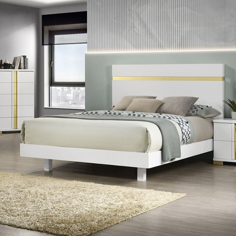 1Pc Bed With Underbed Led, Queen, White