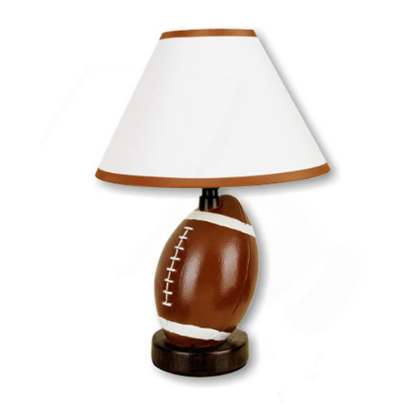 Lampe de table haute en céramique 13,5 po de forme football, abat-jour en lin
