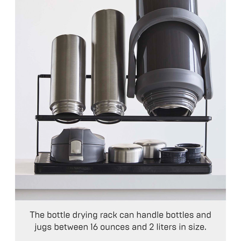 Compact Black Metal Countertop Bottle Drying Rack