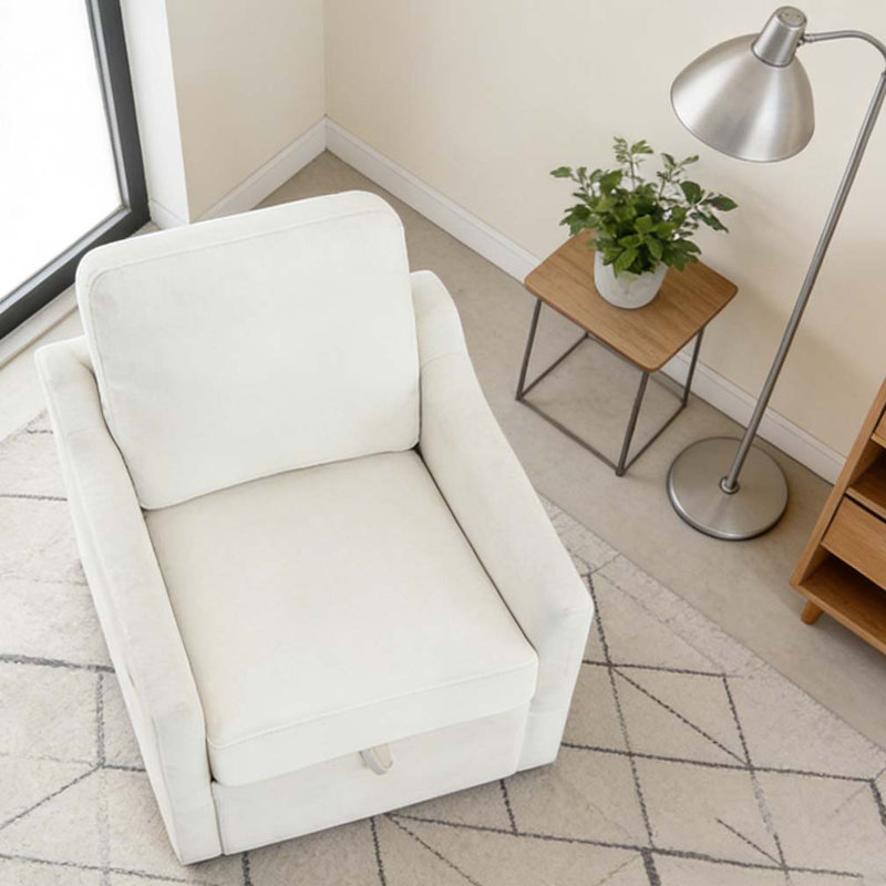 Fauteuil pivotant avec tissu chenille doux, Blanc