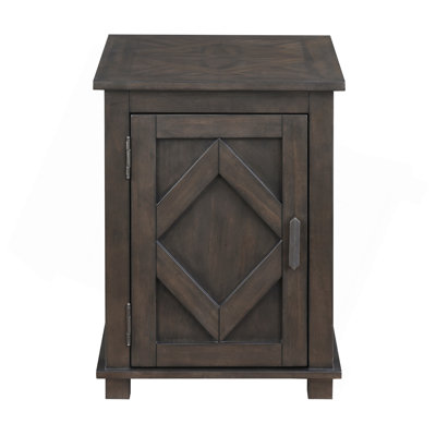 Traditional Rustic Chairside Table With Adjustable Storage Shelf Brown Finish Durable Wood Living Room Furniture 1Pc