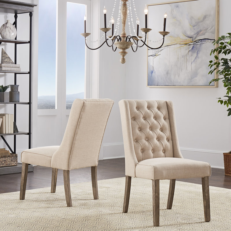 Chaise d'appoint rembourrée Dukinfield, Lin beige, Naturel