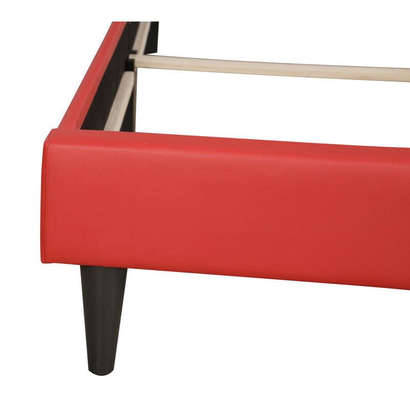 Upholstered Panel Bed, Twin, Red