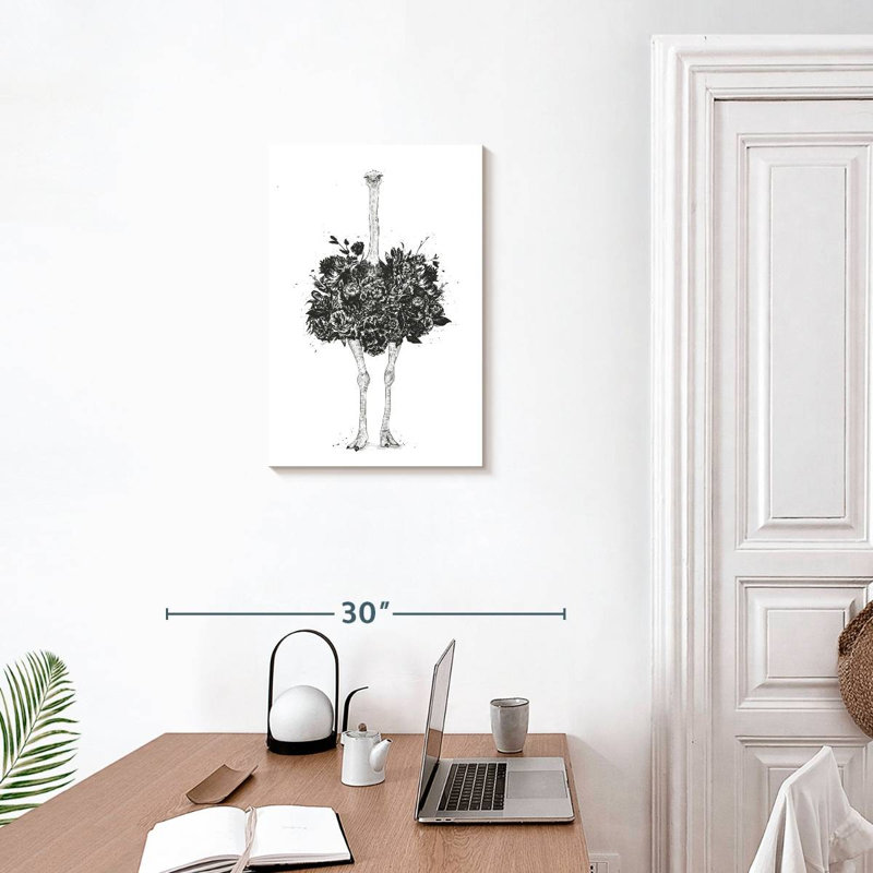 Brampt Floral Ostrich, 24" H x 16" W