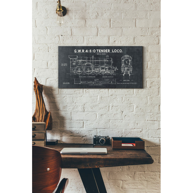 « iii », impression sur toile Train Blueprint, H 20 po x l 40 po x P 1,25 po