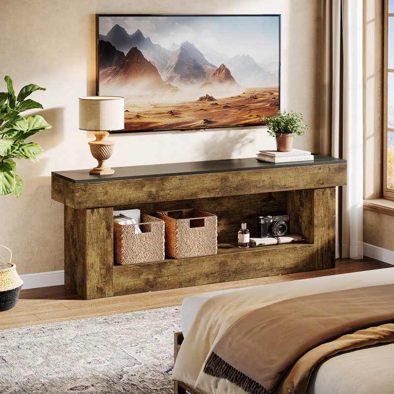 63" TV Stand for Up to 70" TV, Entertainment Center with Open Storage  for Living Room Bedroom