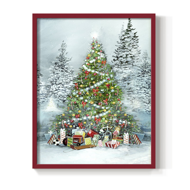 Under the Tree, reproduction encadrée - bois massif, H 15 po x l 12 po, Rouge