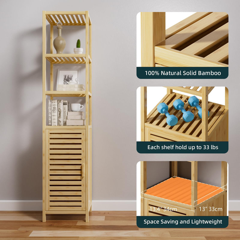 Taylorstown Bamboo Freestanding Linen Cabinet, Natural