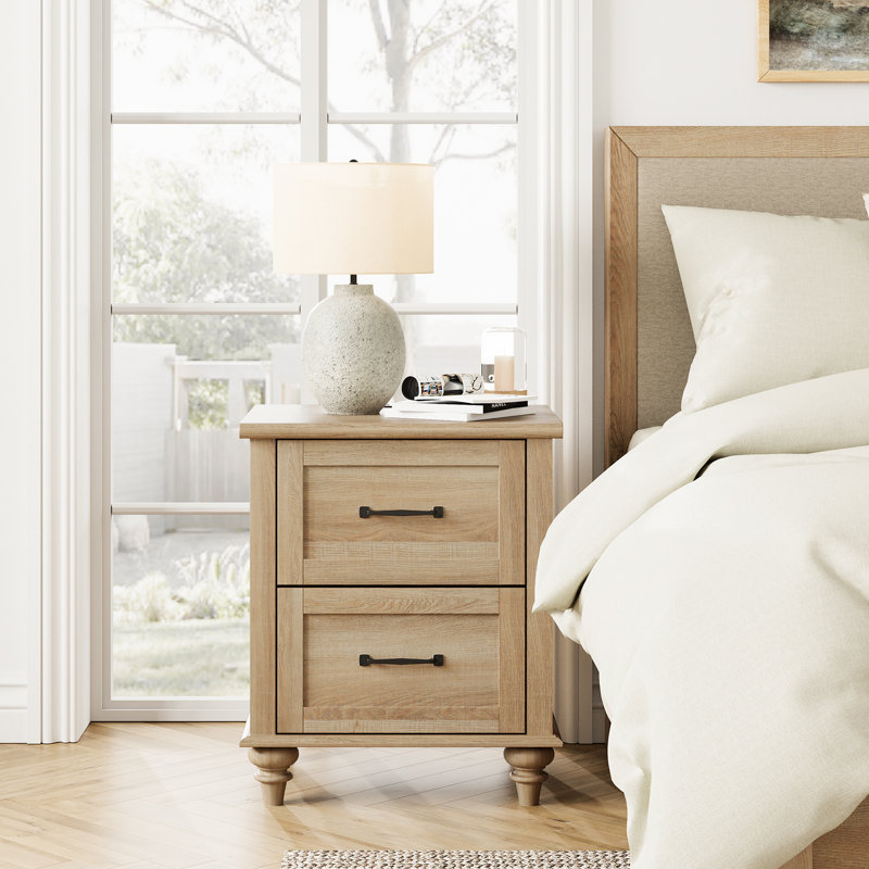 Scarlett 2 - Drawer End Table and Built-In Outlets, Antique Oak