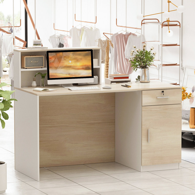 Jernigan 43.3'' H X 55.1'' W Rectangular Reception Desk with Filing Cabinet