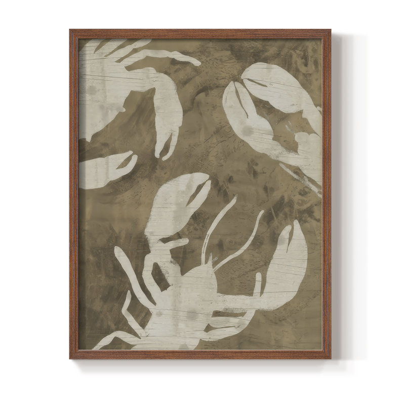 «Woodgrain Crustaceans II», reproduction encadrée - bois massif, H 30 po x l 24 po, Noyer