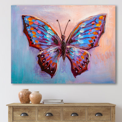 " Vintage Blue Butterfly II " Watercolor Painting