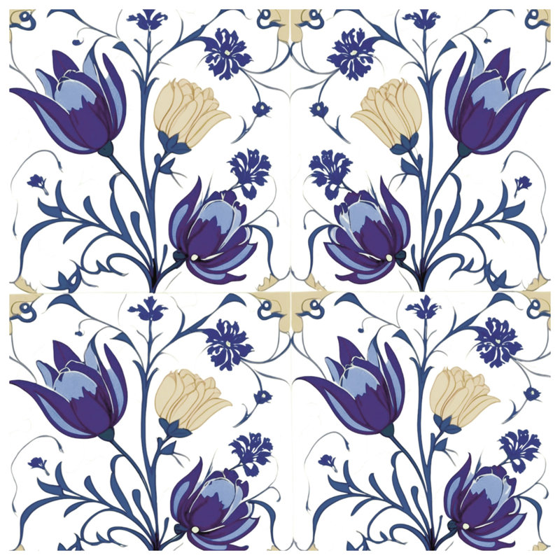 Couvertures bleues à motif floral, L 60 po x H 80 po
