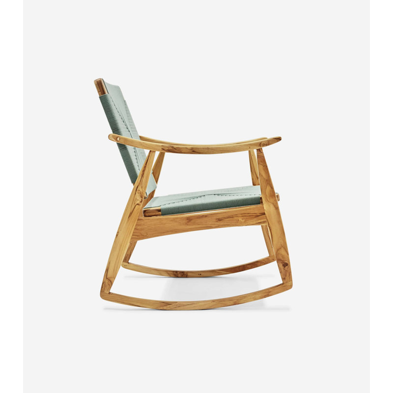 Izapa Rocking Chair, Clear Teak, Natural/Spa Cross Braided Cord