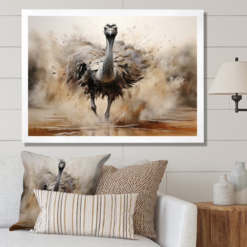Autruches d'Afrique, impression sur toile, H 12 po x l 20 po x P 1 po, Cadre photo blanc