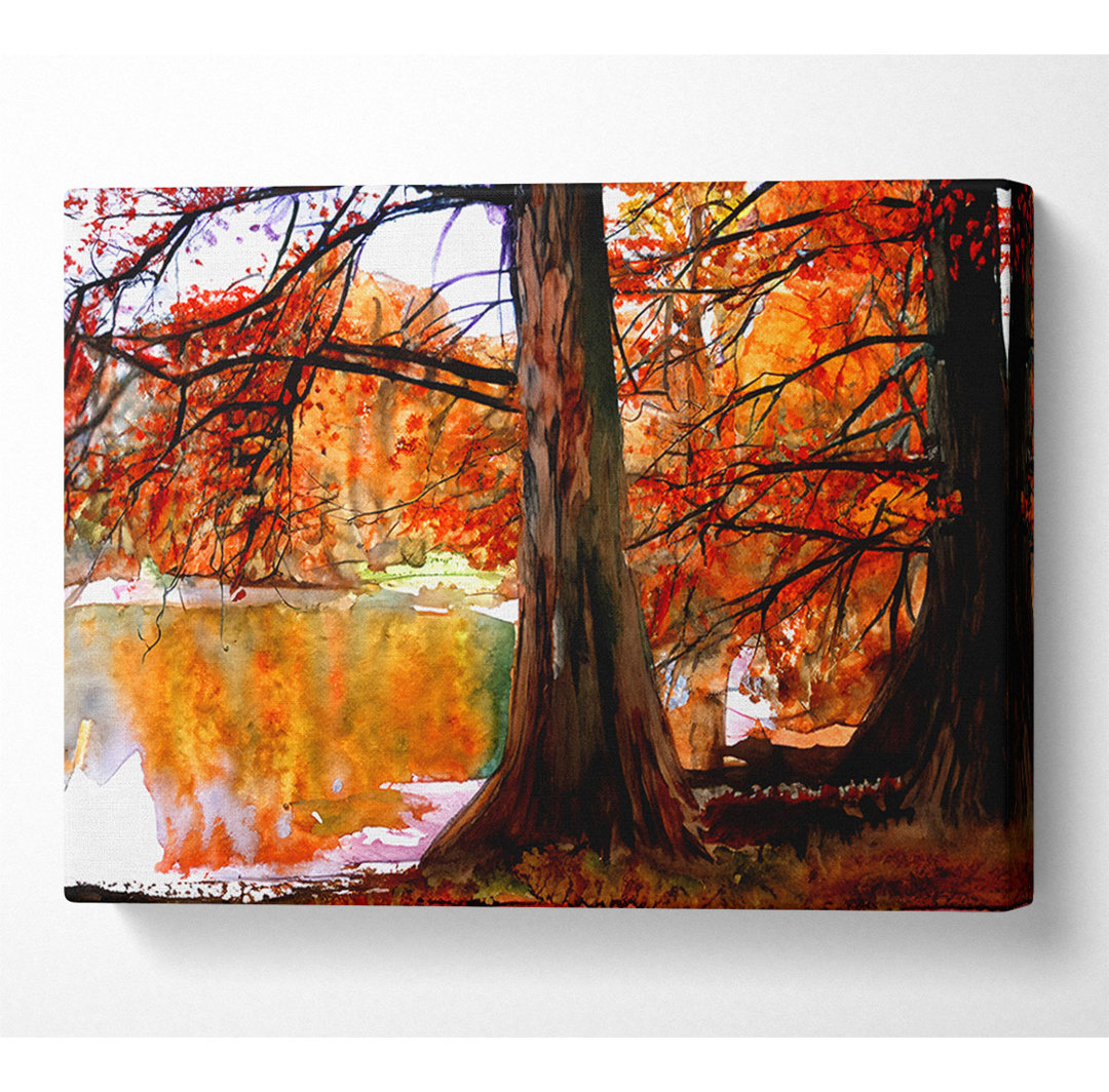 Herbst Orange River Reflections - Kunstdrucke auf Segeltuch