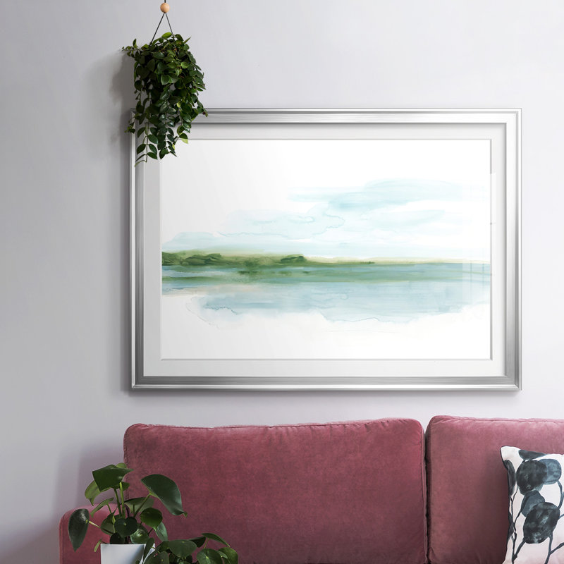 Green Ribbon Coast II, reproduction d'art encadrée, Argent, H 19 po x l 27 po x P 1,5 po