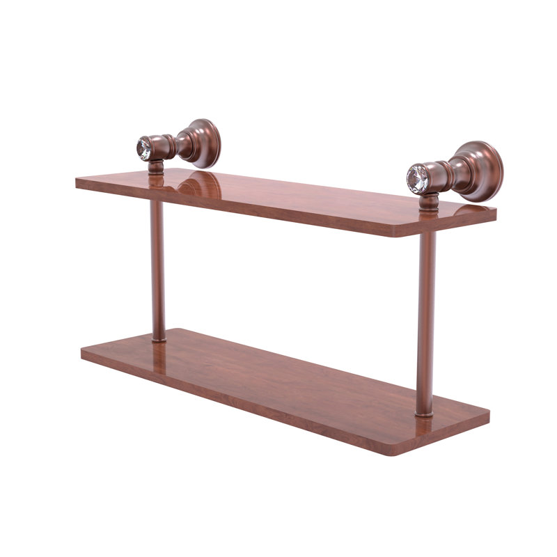 Freyja 2 Piece Ironwood Tiered Shelf with Towel Bar, 5.6" H x 16" W x 9.2" D, Antique Copper