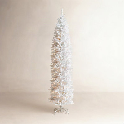 Slim Pre-Lit White Christmas Tree