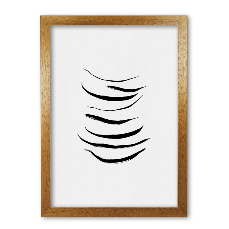 Minimalist Black Painting I - Print, 85 cm H x 60 cm W x 5 cm D, Honey Oak Frame