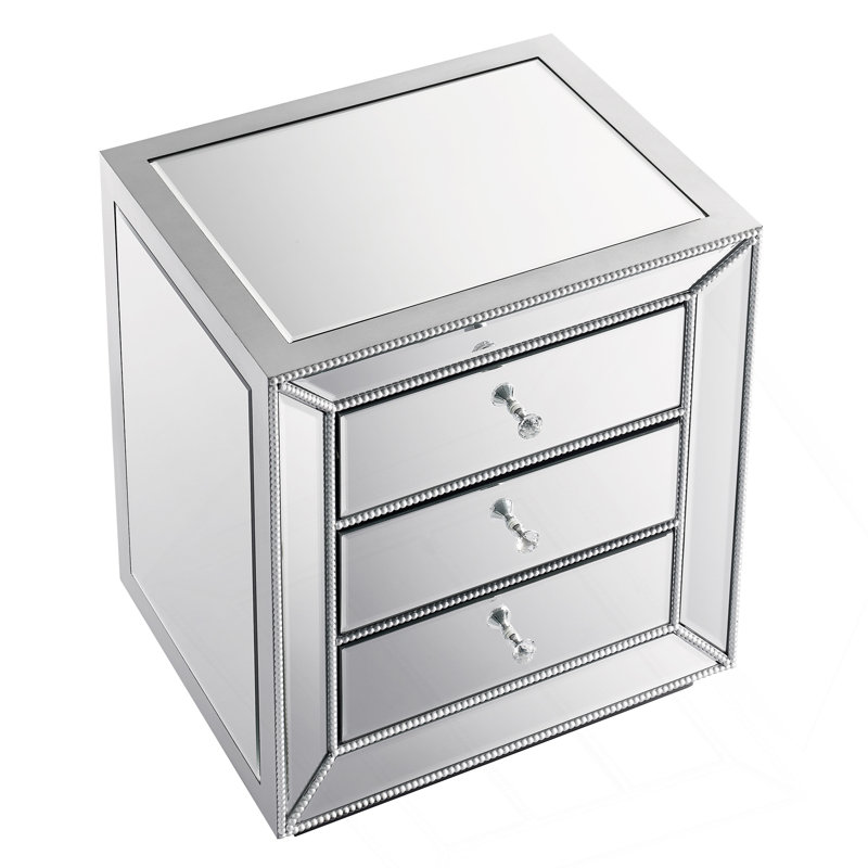 Three Drawer Nightstand with Crystal Handles