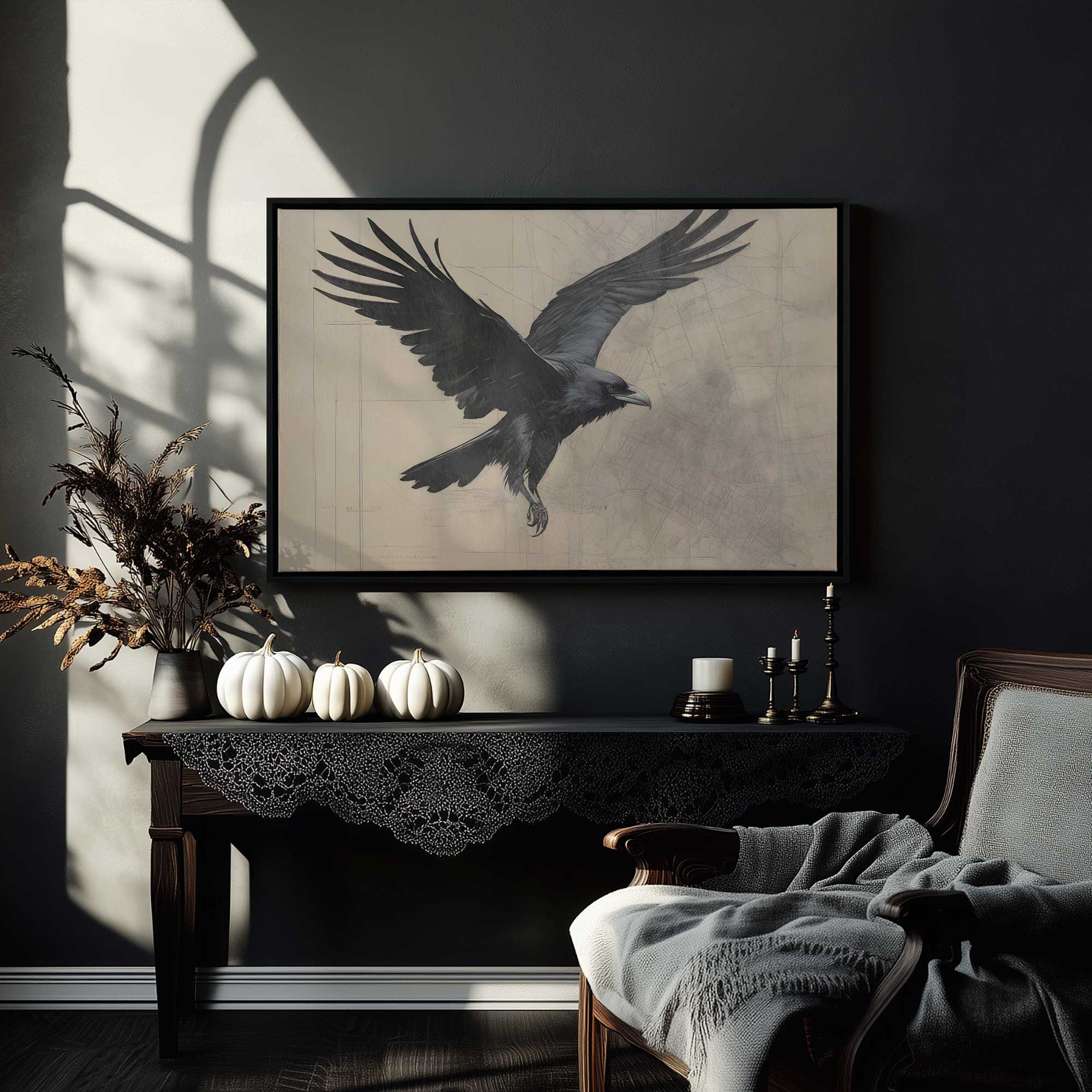 Ebern Designs Majestic Raven in Motion Rolled Print, 24