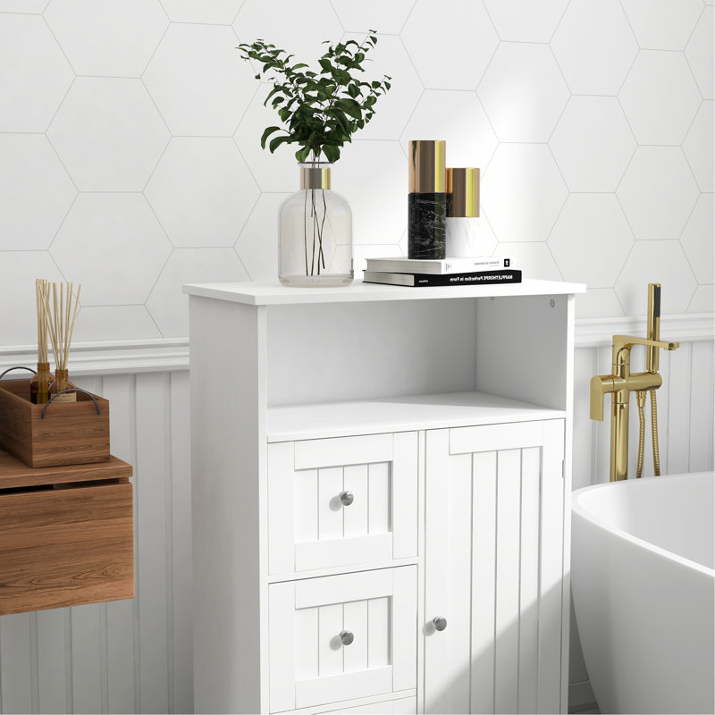 Armoire de rangement pour salle de bain avec 3 tiroirs et 1 porte