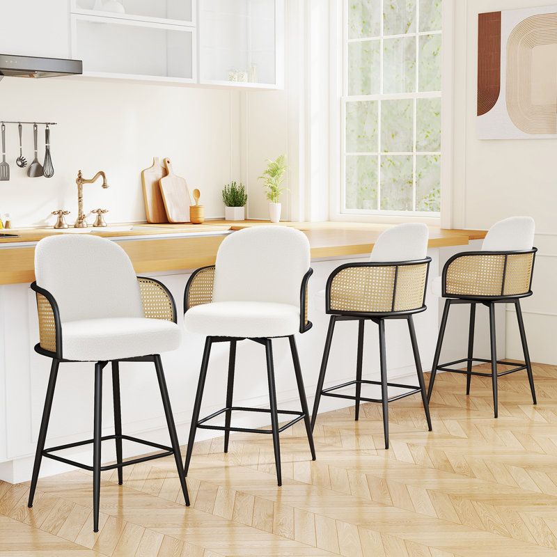 Tabouret de bar 26 po Mid-Century, Blanc, 3