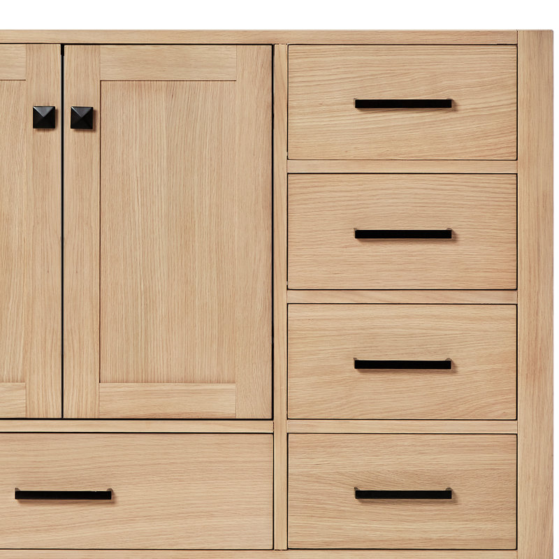 Cambridge 54'' W Single Bathroom Vanity Base, Matte Black, Oak