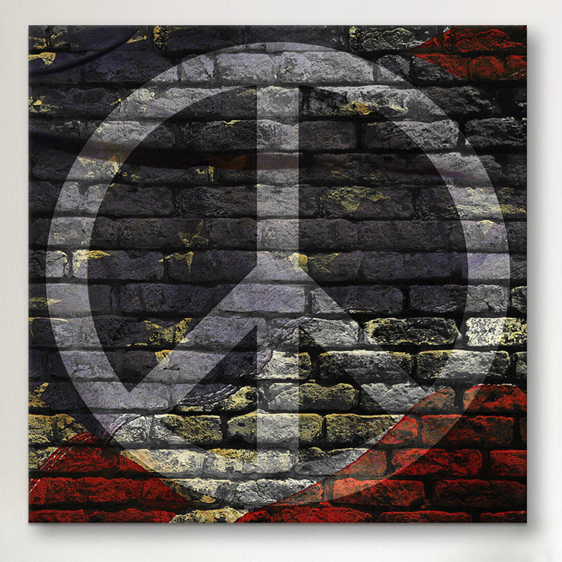 Enseigne de paix des drapeau usa, impression sur toile, H 37 po x l 37 po x P 0,75 po