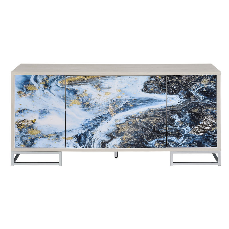 Console Liam Blue Marble Paint & Chrome