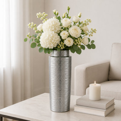 12.9" Elegant Gradient Textured Ceramic Vase