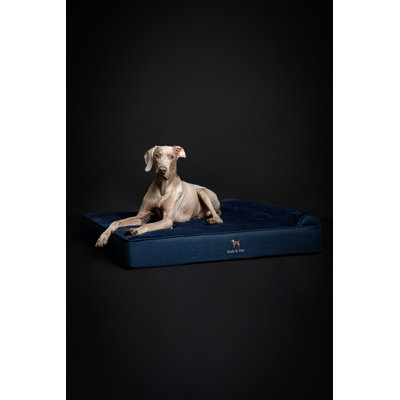  Grand lit pour chien, lits orthopédiques pour chien, mousse à mémoire de forme coquille d'œuf imprégnée de gel rafraîchissant, imperméable, lavable à la machine, avec housse intérieure (collection Denim)