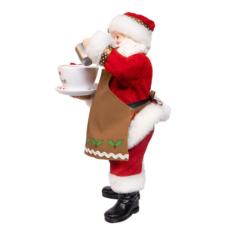 Kurt Adler Fabriché Père Noël 10,5 pouces avec tasse à café surdimensionnée I Love