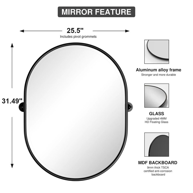 Miroir mural Chanquet, Noir