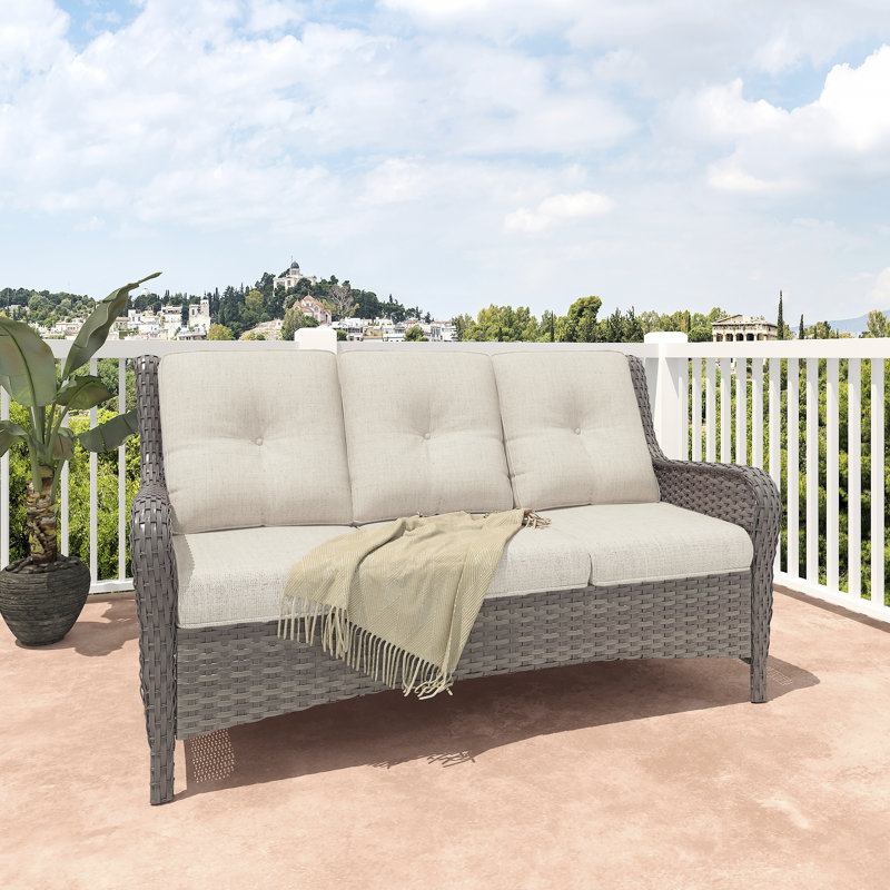 Wicker Outdoor Patio Sofa, Beige