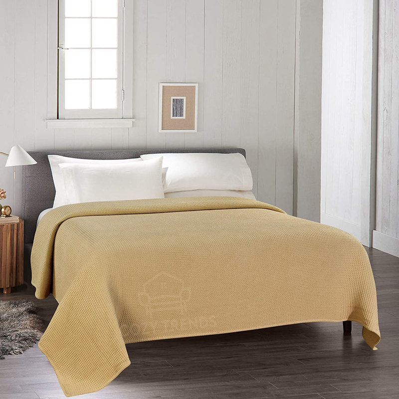 Couverture en coton, Très grand, Beige, 5