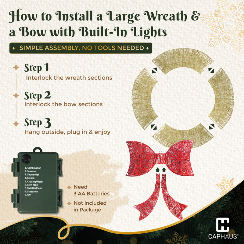 Lighted Foldable Metal Christmas  w/ LED Lights, Multiple Sizes and color, 7.9'' W x 36'' H x 2.4'' D, Gold