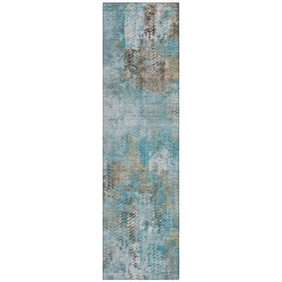 Machine Washable Indoor/Outdoor Chantille ACN2790 Abstract Rug