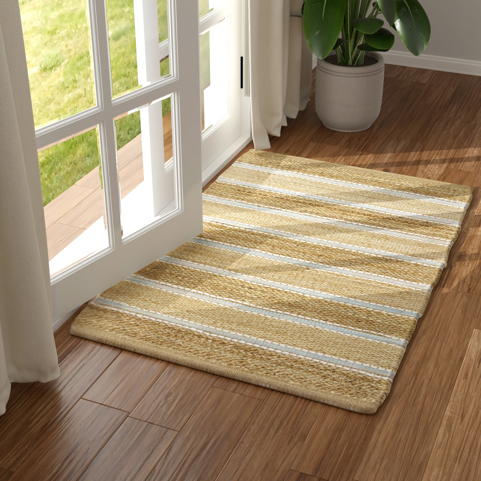 Coastal Striped Jute Blend Hand-Woven Indoor Area Rug, Rectangle 2' x 3'