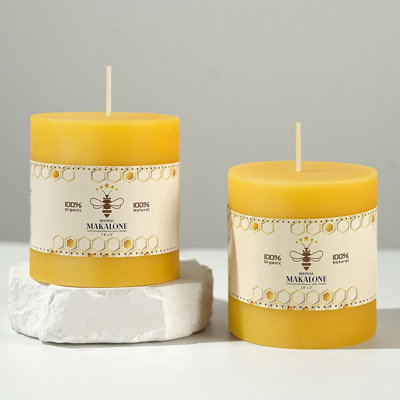 2 Pack 2.8x3 Inch 100% Pure Natural Beeswax Pillar Candles, 88 Hours Total Burning, Unscented Dripless Smokeless Bulk Candles for Home, Prayer, Parties & Emergency Use