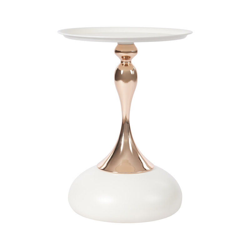 Keishanna Iron Tray Top End Table, White