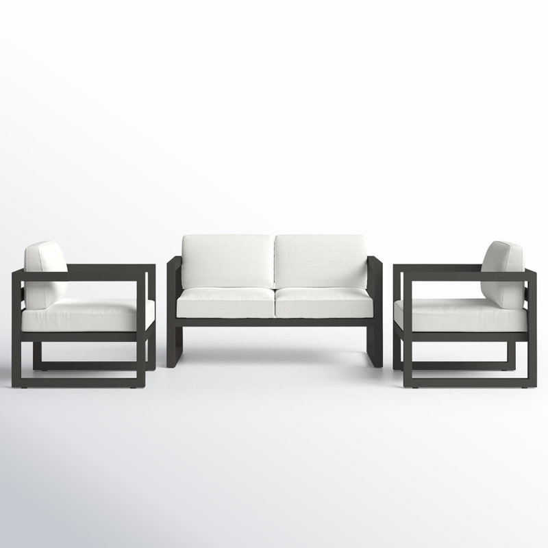 Avion 3 Piece Loveseat Set, Canvas Natural Sunbrella® Canvas, Slate