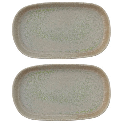 Oval Stoneware Platters In Reactive Glaze