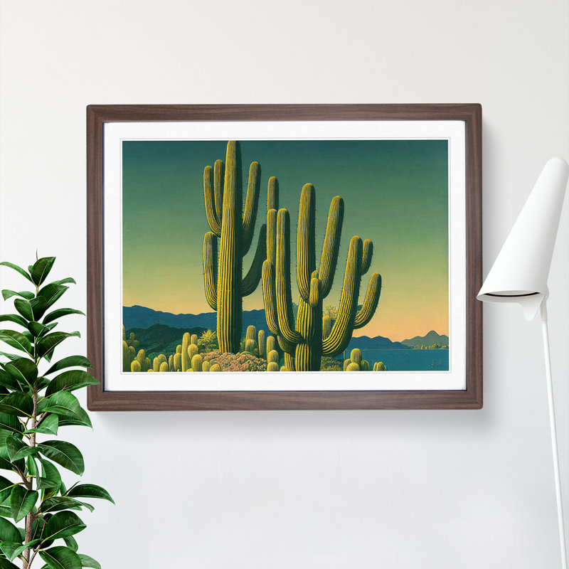 Wild Cactus - Framed Print, 46cm H x 64cm W x 2cm D, Walnut Framed
