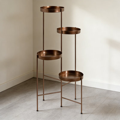 Finn Modern 4-Tier Folding Plant Stand - Lightweight Decorative Display And Storage Shelf With Staggered Design by George Oliver