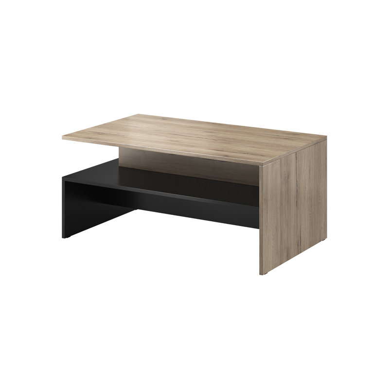 Carlotta Solid Coffee Table with Storage, Oak
