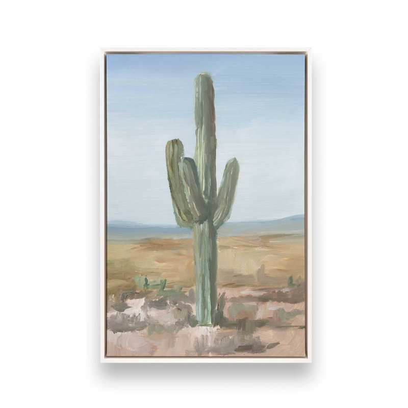 Timeless Saguaro Cactus I, reproduction sur toile dans un cadre, H 18,75 po x l 12,75 po, Blanc opaque