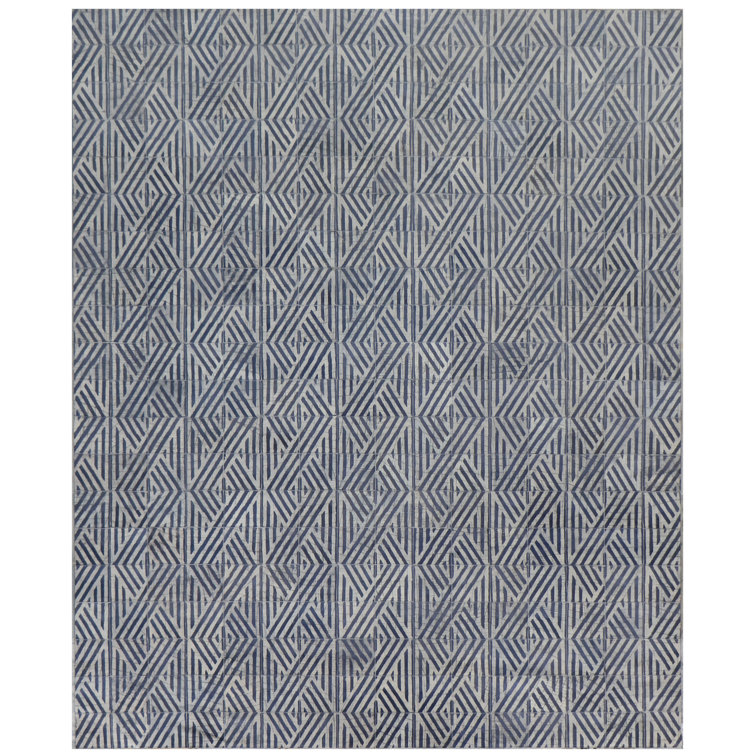 Granite Hide Cowhide Geometric Area Rug in Sky