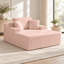 Chaise longue d'intérieur moderne de 143 cm (56,12 pouces) avec 3 coussins et larges accoudoirs carrés en velours côtelé rose pâle